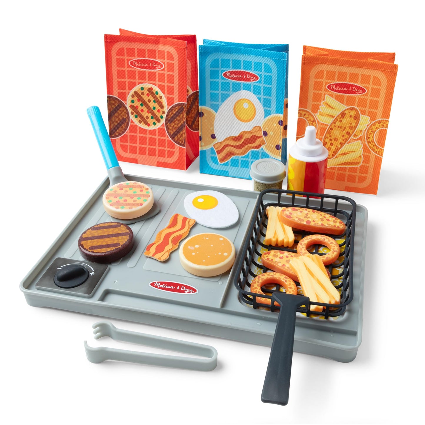 Melissa & Doug Flip & Fry Grill Play Set with Water Wow!® Color Reveal Play Food Preschool Toy Ages 3+