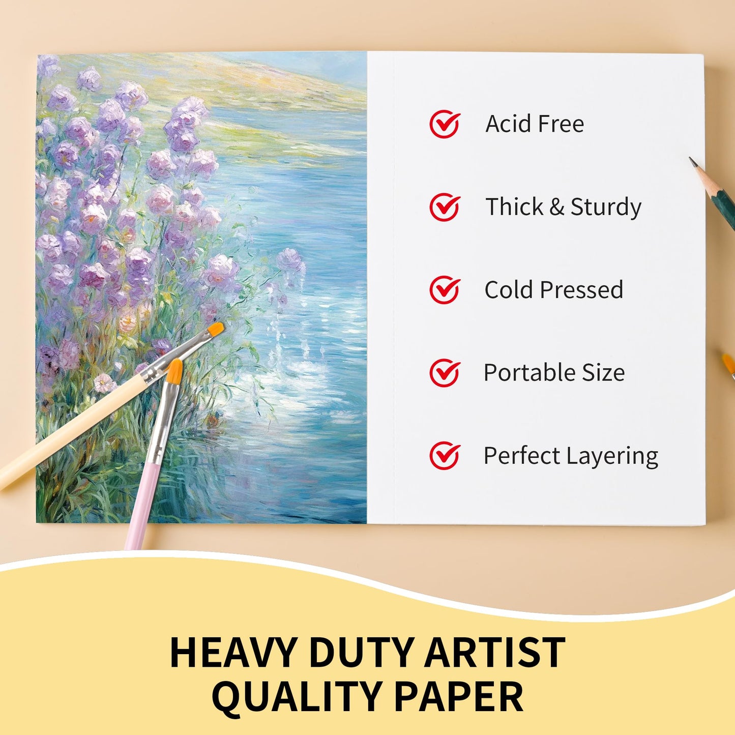 120 Sheets 3 Pack Watercolor Paper Pad 8.5 x 5.5 Inch Glue Bound 300gsm (140lb) Pure Cotton Water Color Drawing Paper for Art Supplies, Sketch Book, Post Cards