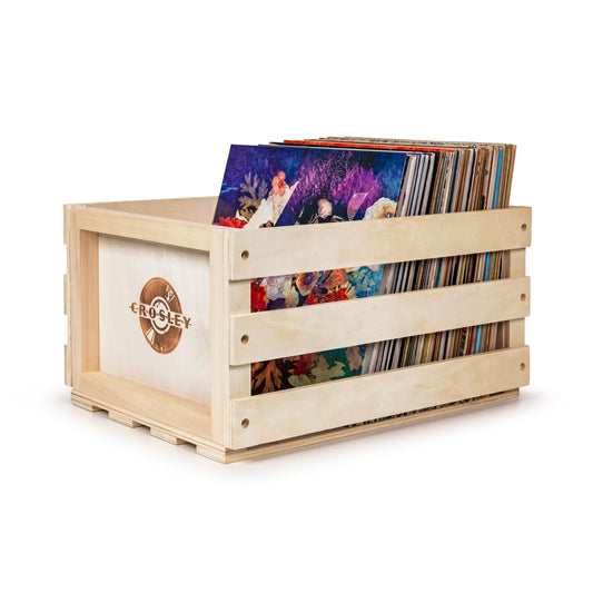 Crosley AC1004A-NA Record Storage Crate Holds up to 75 Albums, Natural