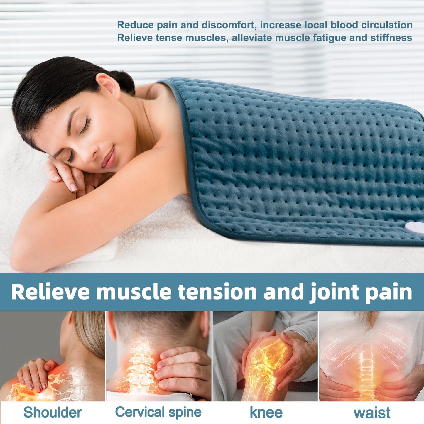 VALGELUIK 17x33 Heating Pad for Pain Relief | Ultra-Soft Microplush Fabric | 6 Adjustable Heat Settings (Moist & Dry) | Safe 2-Hour Auto Shut-Off | Perfect for Back, Neck, Shoulders | Great Gift Idea