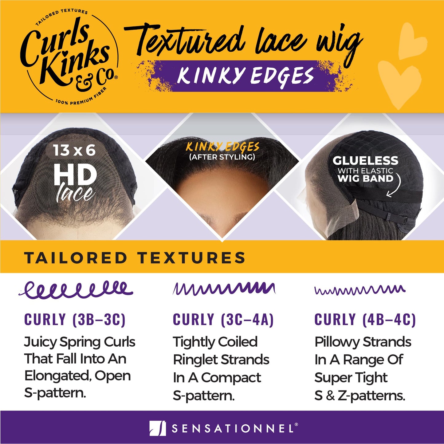 Sensationnel Curls kinksandco kinkyedges wig - kinky body wave 18 inch 13x6 lace frontal natural kinkytexture edged hairline for natural 3c to 4c hair textures (2 DARKBROWN)