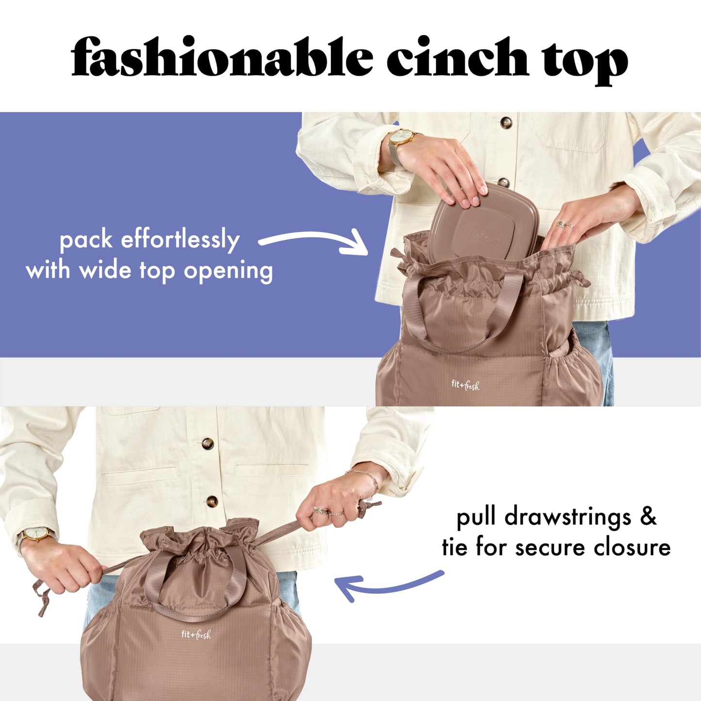 Fit & Fresh Cromwell Cinch Lunch Bag for Women | Insulated Lunch Box with Containers