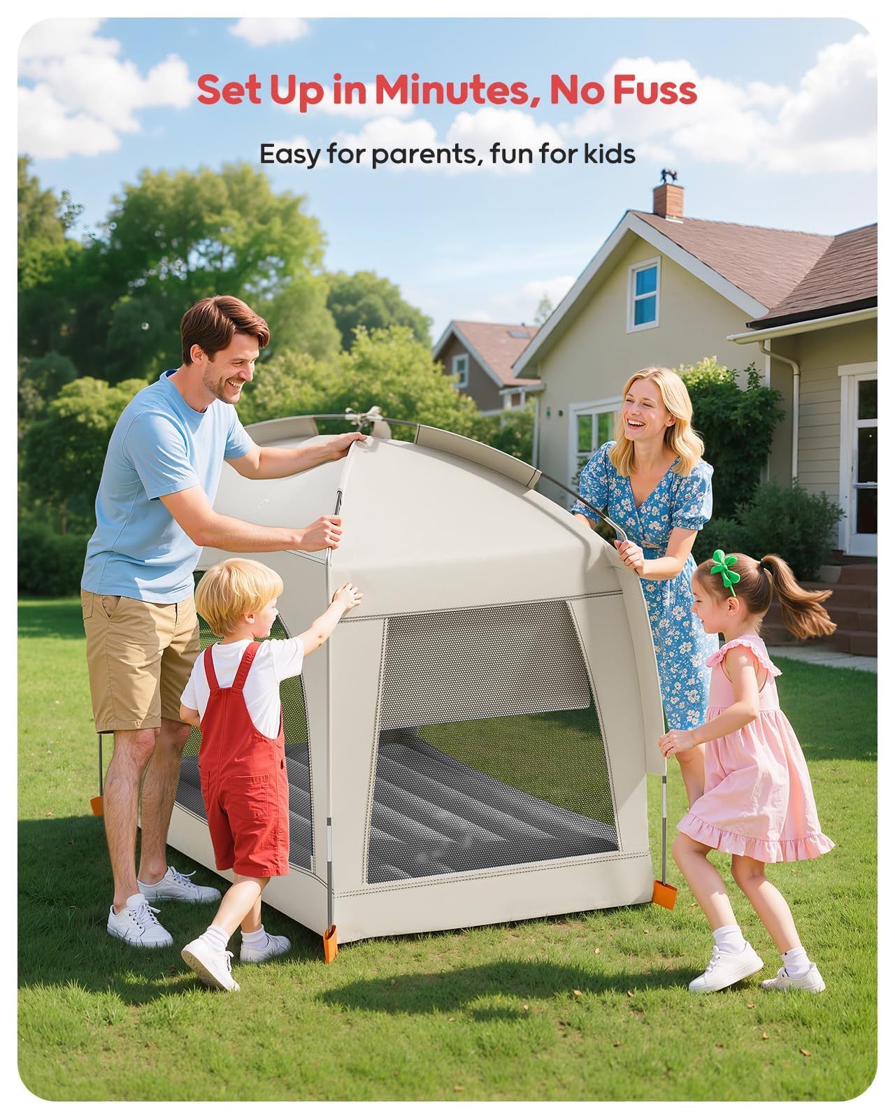 QPAU Lightweight Blow Up Kids Air Mattress with Hand Pump – Indoor & Outdoor Portable for Camping, Travel, Home, Grandma’s – Ages 3+