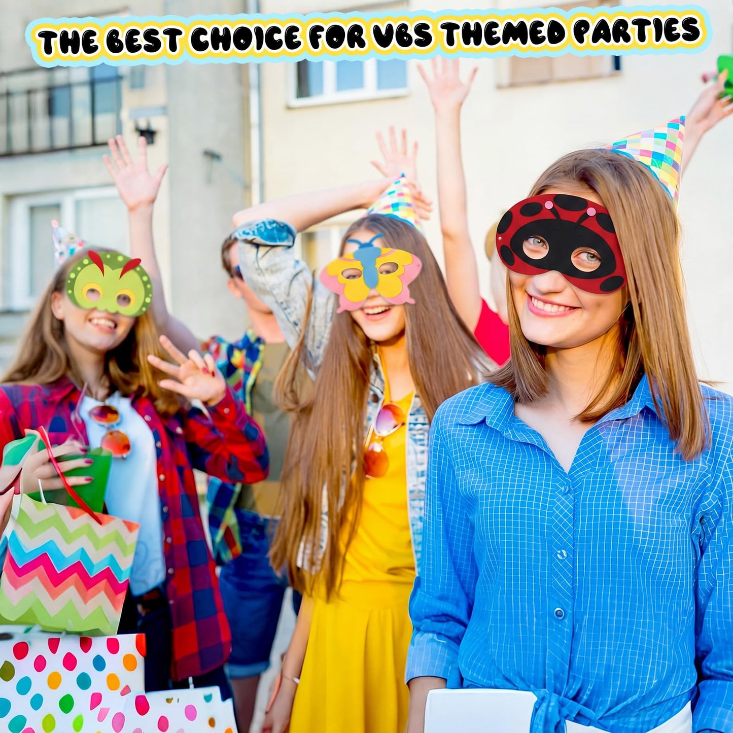 Teyva Daily 40 Pack Vbs Felt Mask Craft Kit Vbs Themed DIY Party Supplies Spring Bugs Masks Art Sunday School Classroom Home Activities Supplies Insect Dress up Birthday Accessory