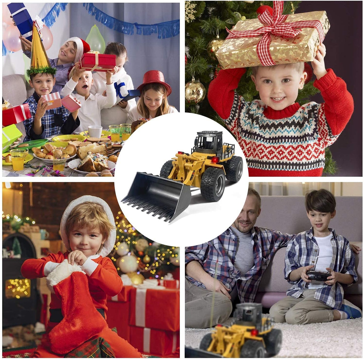 kkny Remote Control Bulldozer Toy Truck, 1/18 Scale RC Metal Rc Front Loader 4WD Construction Vehicles for Boys Girls Kids with Rechargeable Two Battery 6+Year