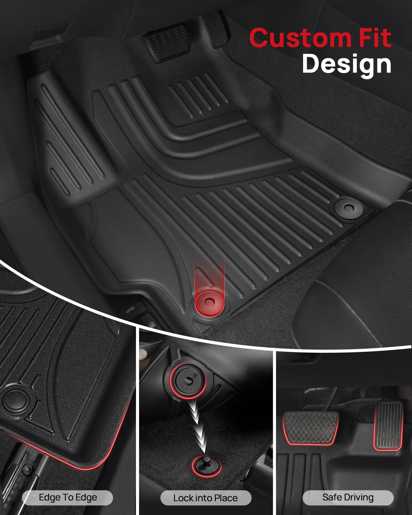 Compatible with 2015-2020 Chevy Tahoe/GMC Yukon Floor Mats - Custom Fit TPE Anti-Slip Floor Liners - All Weather Floor Mats for Chevrolet Tahoe/GMC Yukon 2015-2020 Car Accessories