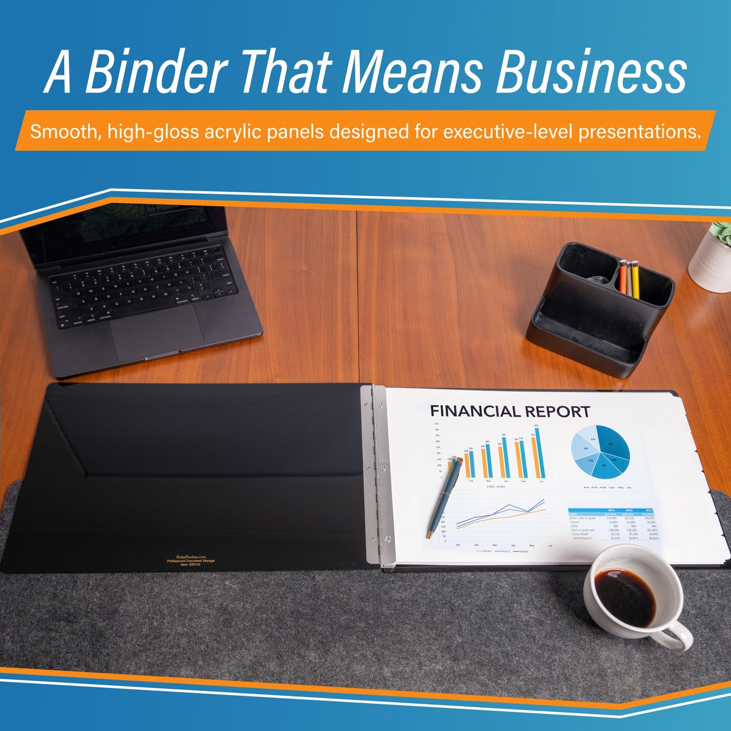 11x17 Screw Post Binder Acrylic Panel with Fixed Posts Black
