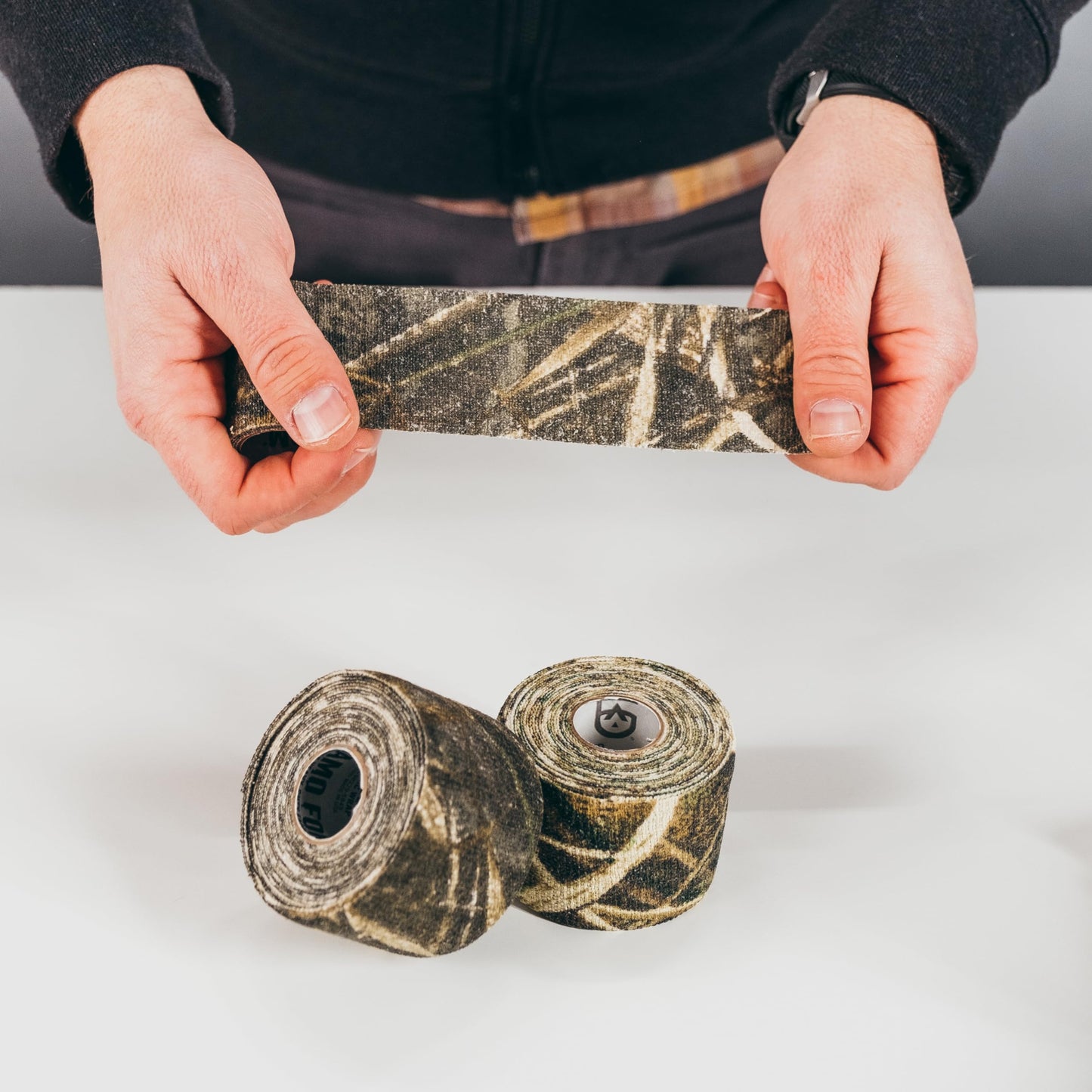 GEAR AID Camo Form Self-Cling and Reusable Fabric Camouflage Wrap, Adds Grip and Shield Hands from Hot or Cold Surfaces to Protect You and Your Equipment, Kryptek Highlander, 2” x 144” Roll, 2 Pack