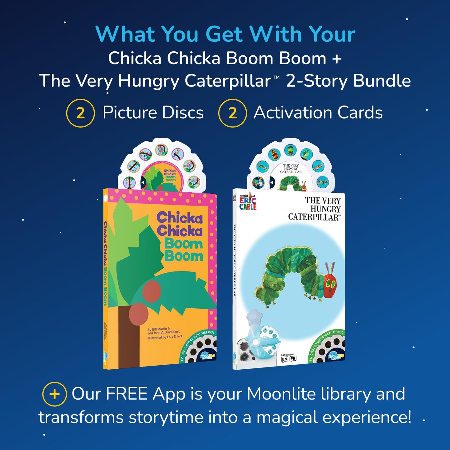 Moonlite Storytime 2 Storybook Reels, Chicka Chicka Boom Boom, The Very Hungry Caterpillar, Digital Stories, Toddler Early Learning Gifts for Kids, Projector Sold Separately - Canadian Founded