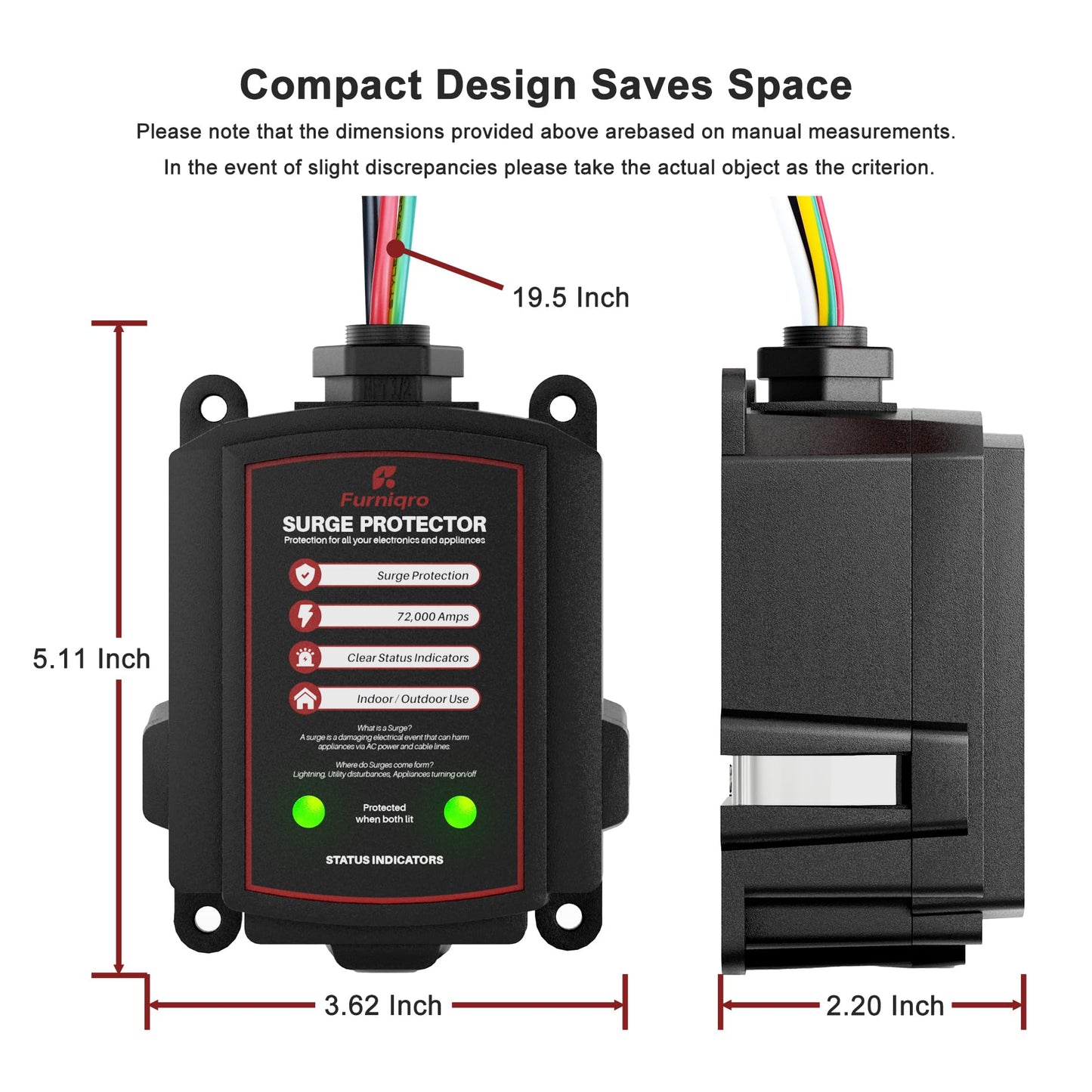 Furniqro FHSPD72S Whole House Surge Protector for 72,000 Amps, Ultimate Surge Protection, Whole Home Surge Protector, Indoor/Outdoor Use, 120/240V