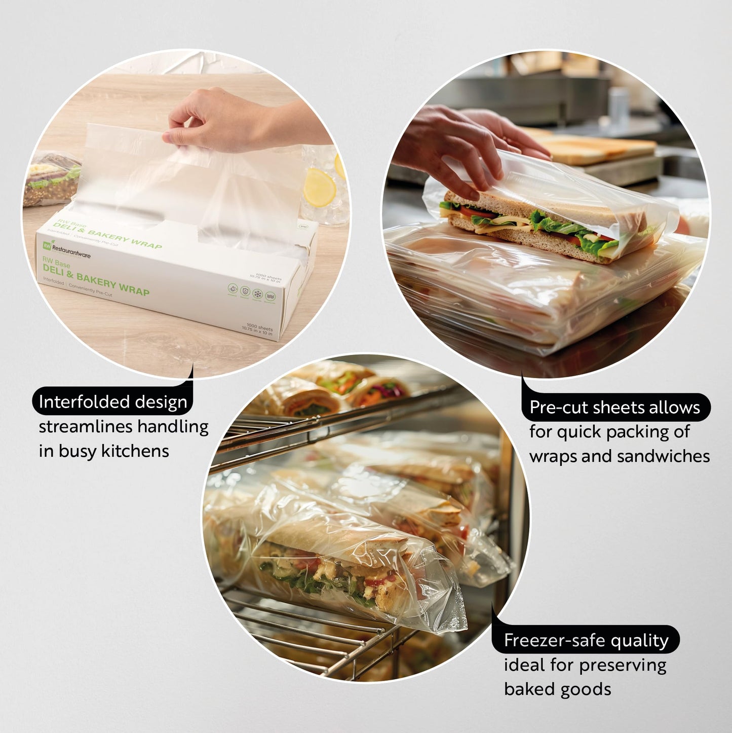 Restaurantware Plastic Food Wraps 1000 Pack of 10.75" x 8" Pre-Cut Clear Sandwich Wraps Disposable Pop-Up Microwavable Freezable Greaseproof Food Covers for Burgers, Snacks, And Take Out