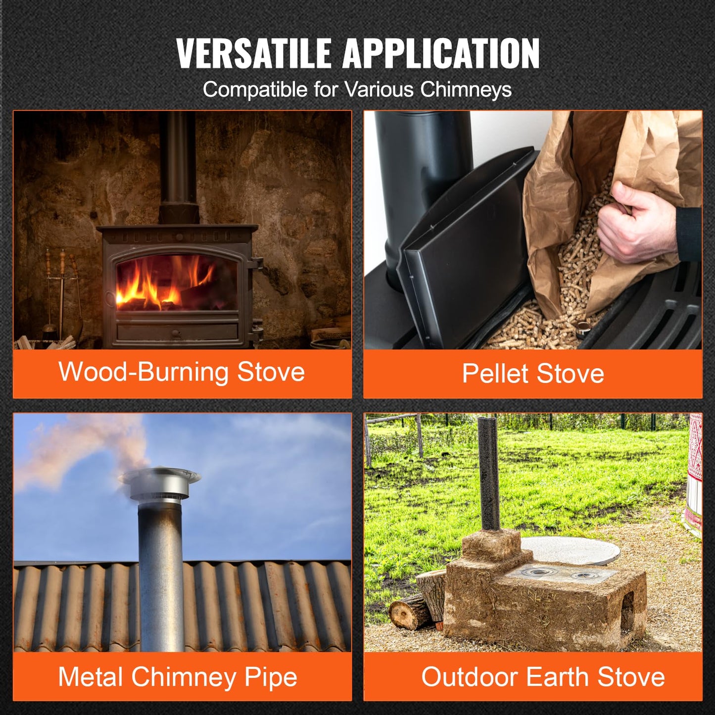 VEVOR 6 inch Chimney Cap - All-Weather Stainless Steel with Reinforced Hardware, Easy Installation Vent Cover for Outdoor Protection