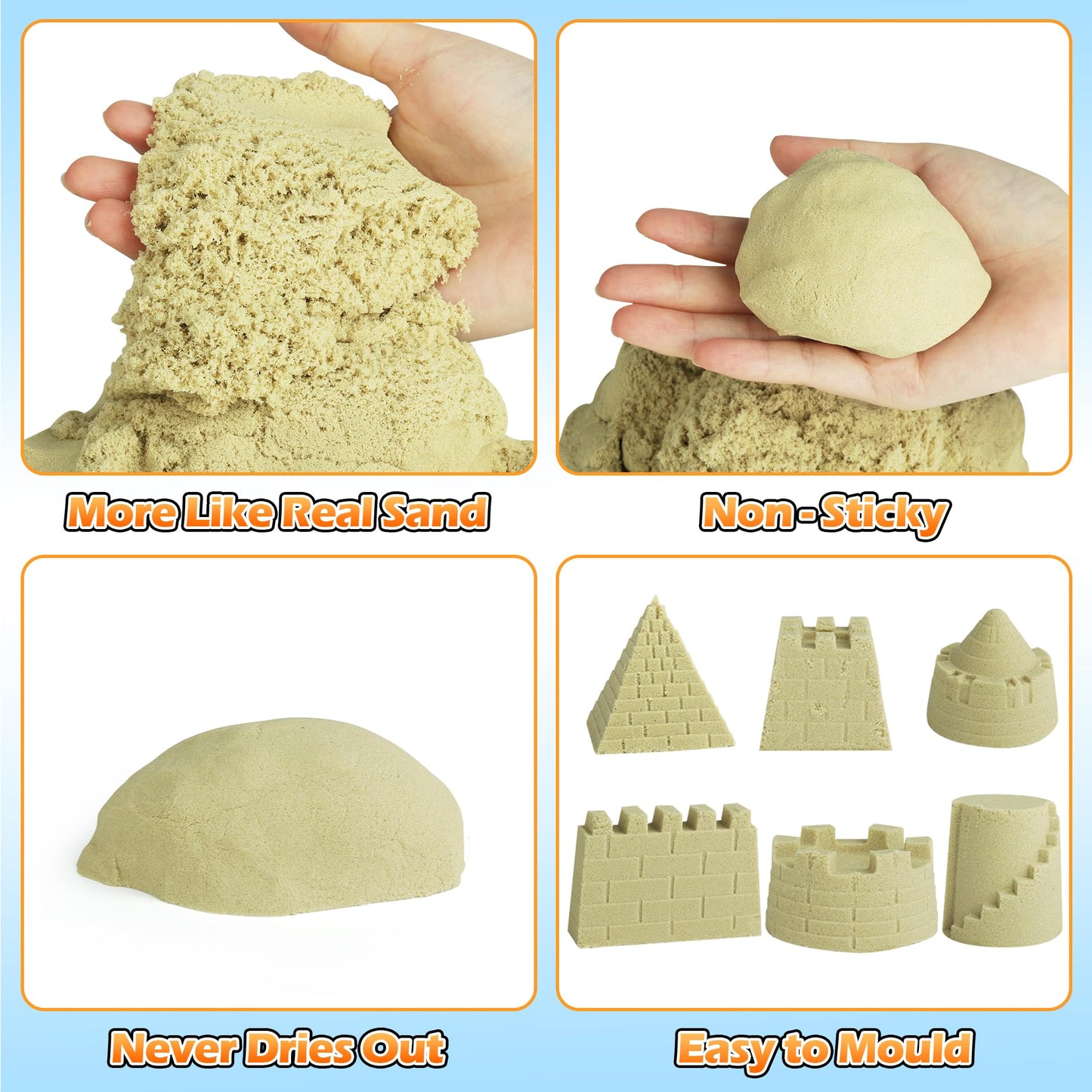 Sand Construction Site Kit - 37 Pcs Play Sand Art Kit with 8 Construction Trucks, Folding Sandbox, 2.2 lbs Magic Sand, Crane, Worker, Road Signs, Molds, Shovel - Ideal Toys for Boys Girls Age 3-8