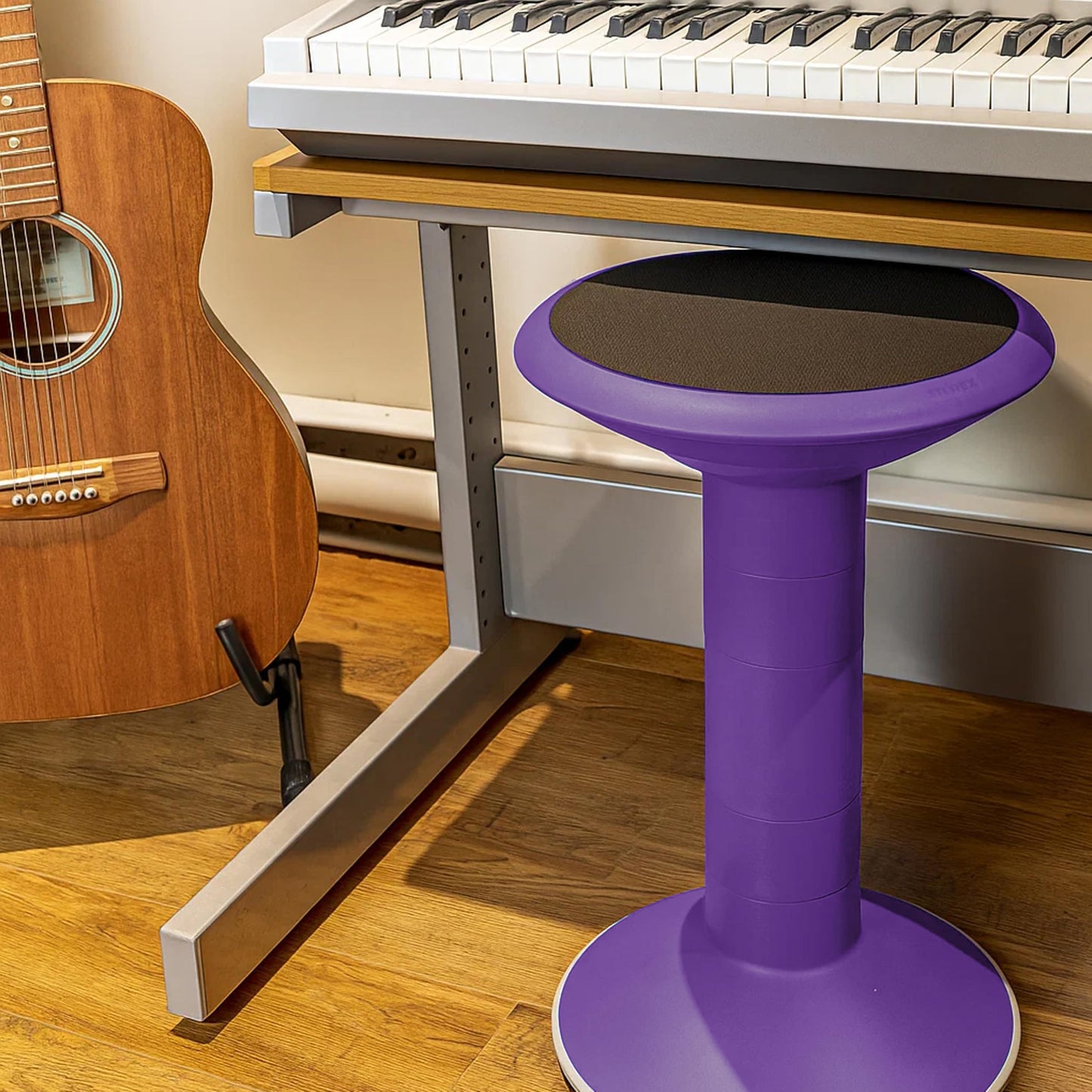 Storex Wiggle Stool – Active Flexible Seating for Classroom and Home Study, Adjustable 12-18 Inch Height, Violet (00307U01C)