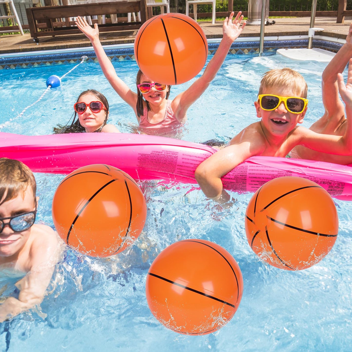 Mototo 30 Pack Basketball Inflatable Beach Balls 16 Inch Blow up Basketball Inflatable Balls Bulk for Summer Pool Party Sports Themed Events Beach Games Birthday Party Decorations