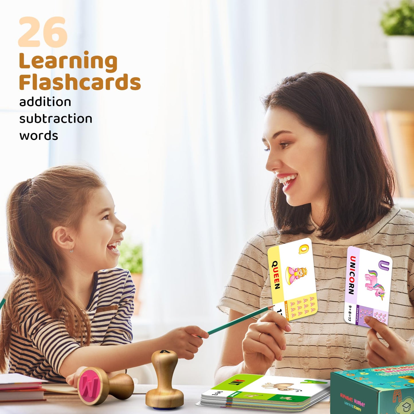 Montessori Wooden Alphabet & Number Stamps for Kids, Essential ABC 123 Learning Stampers for Ages 3-5, Preschool Homeschool Must-Haves Classroom Gift