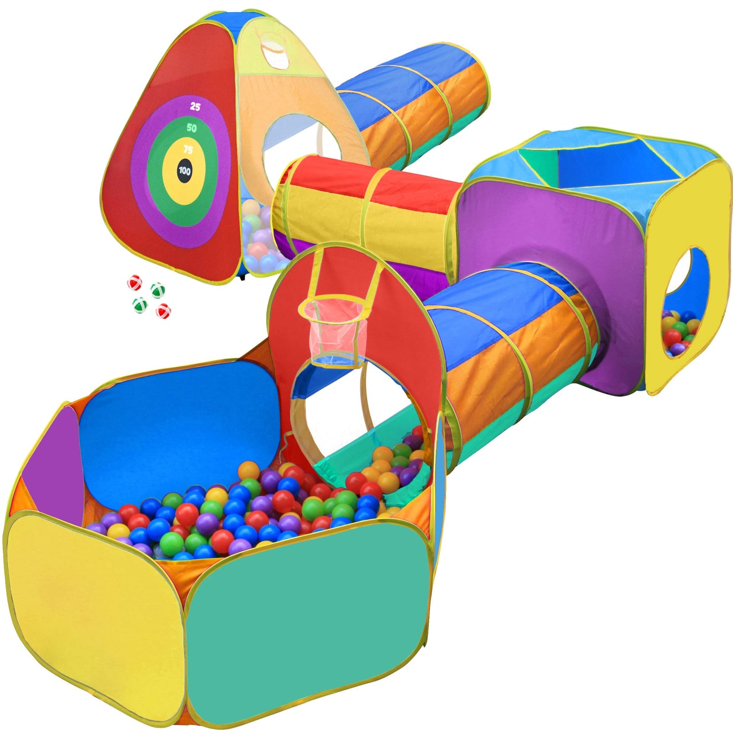Gift for Toddler Boys & Girls, Ball Pit, Play House and Tunnels for Kids, Best Birthday Gift for 3 4 5 Year Old Pop Up Baby Play Toy, Target Game w/ 4 Darts Indoor & Outdoor, Pit Balls Not Included