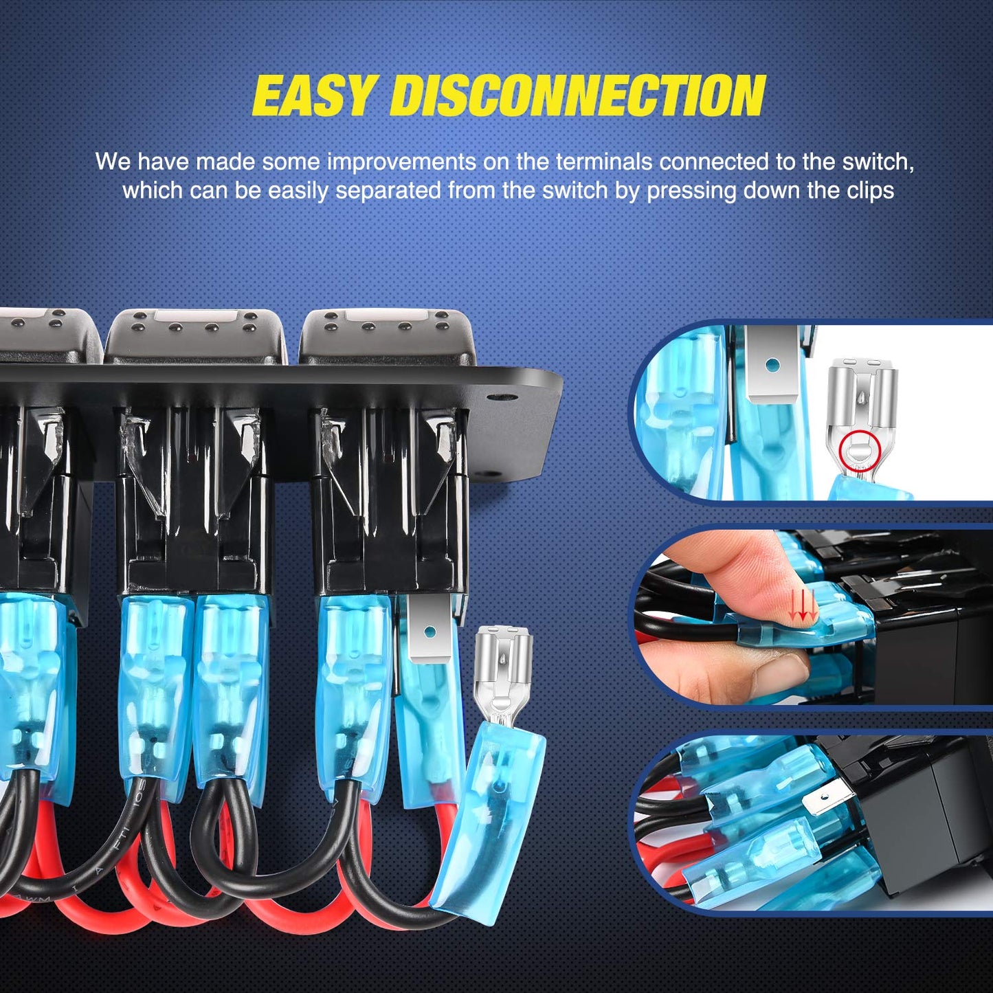 Nilight 16AWG LED Light Bar Wiring Harness Kit 12V On/Off 3 Gang Laser Etched LED Pod Lights Rocker Switch Panel Power Relay Fuse 5Pin Toggle Switch for Cars Boat ATV Trucks-4 Leads, 2 Years Warranty