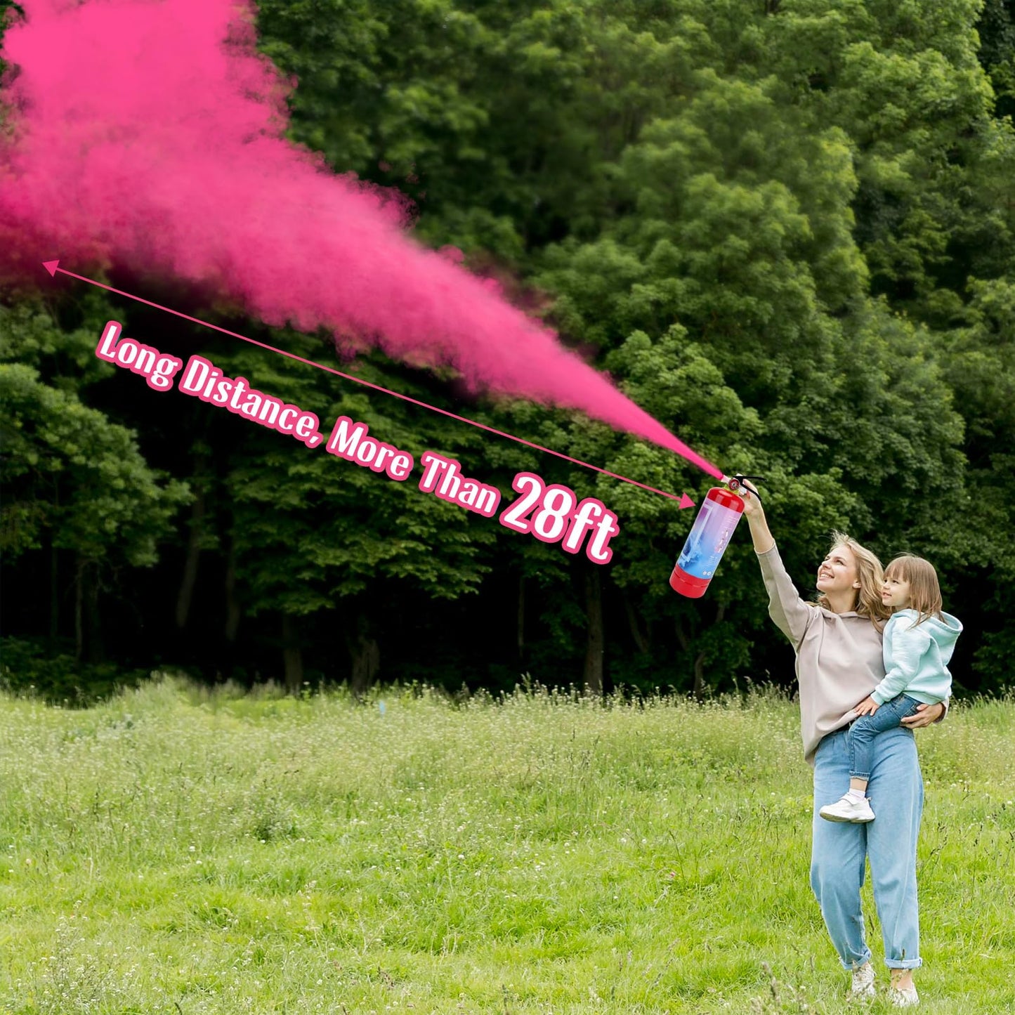 QIYVLOS Giant Gender Reveal Fire Extinguisher 2 Packs, Gender Reveal Ideas, Baby Girl Reveal Party Ideas for Gender Reveal Decorations with 2.3ib Powder (Pink)