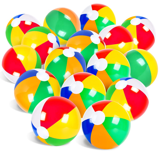 Coopay 24 Pack Inflatable Beach Balls Classic Rainbow Swimming Pool Ball Birthday Beach Party Decoration Summer Water Games Gifts 8 to 12 Inches from Inflated to Deflated