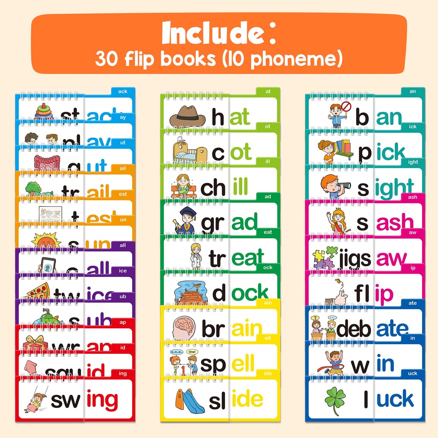 Edulok Word Families, Letter Sounds Flash Cards, ABC Vocabulary Flashcards, Kindergarten Sight Word Flash Cards, Learn to Read Phonics Cards, Read and Rhyme Flip Activity Book, Reading Games