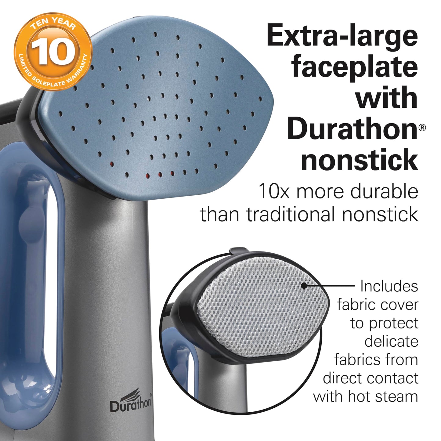 Hamilton Beach Durathon 3-in-1 Handheld Garment Steamer for Clothes & Steam Iron, 45 Second Heat-Up with 1700 Watts, 300ml Removable Water Tank, 27 Minutes of Steam, Auto Shutoff, Gray & Blue (11559)
