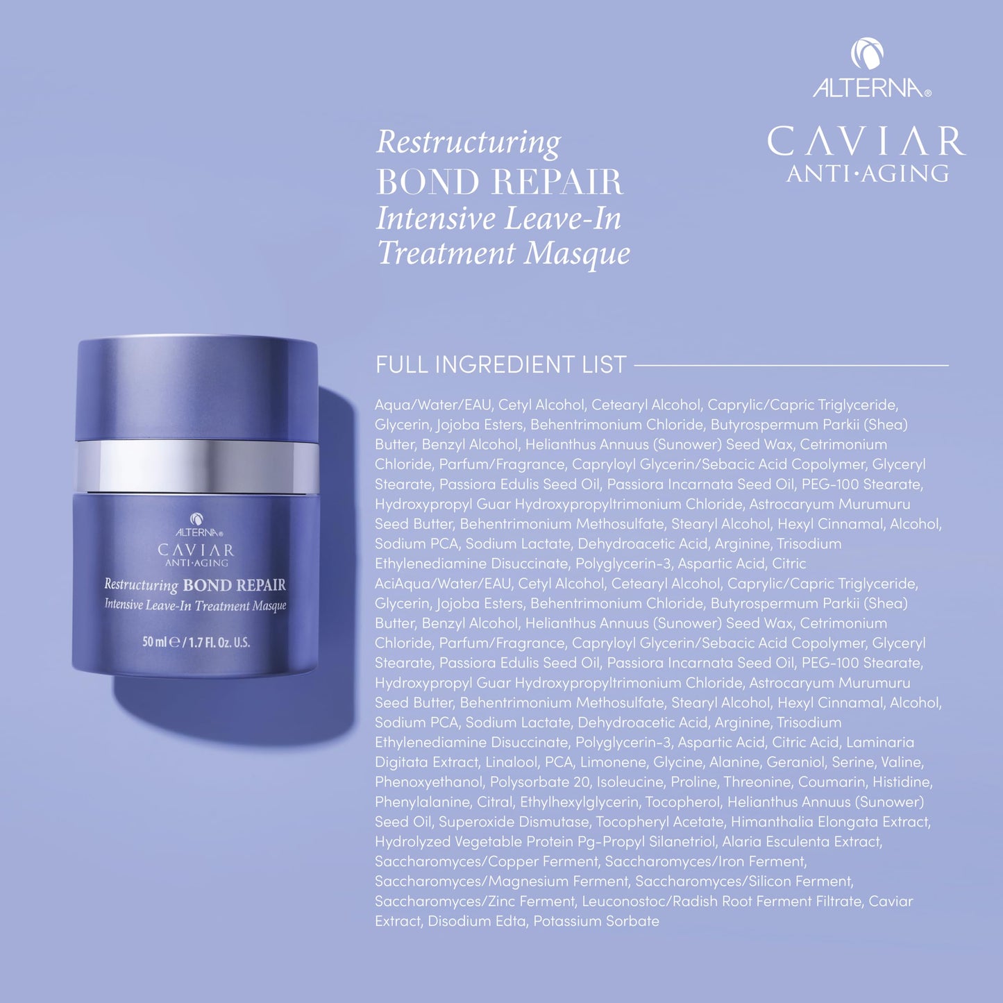 Alterna Haircare CAVIAR Anti-Aging Restructuring Bond Repair Intensive Leave-In Treatment Masque 1.7oz | Repairs, Strengthens and Protects Damaged Hair