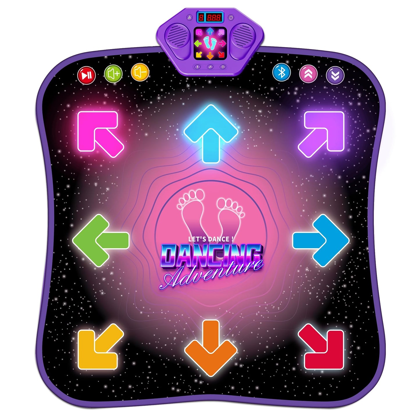 Flooyes Dance Mat Toys for 3-12 Year Old Kids, Electronic Dance Pad with Light-up 8-Button Wireless Bluetooth, Music Dance with 5 Game Modes, Birthday Toys Gifts for 3 4 5 6 7 8 9 10+ Year Old Girls