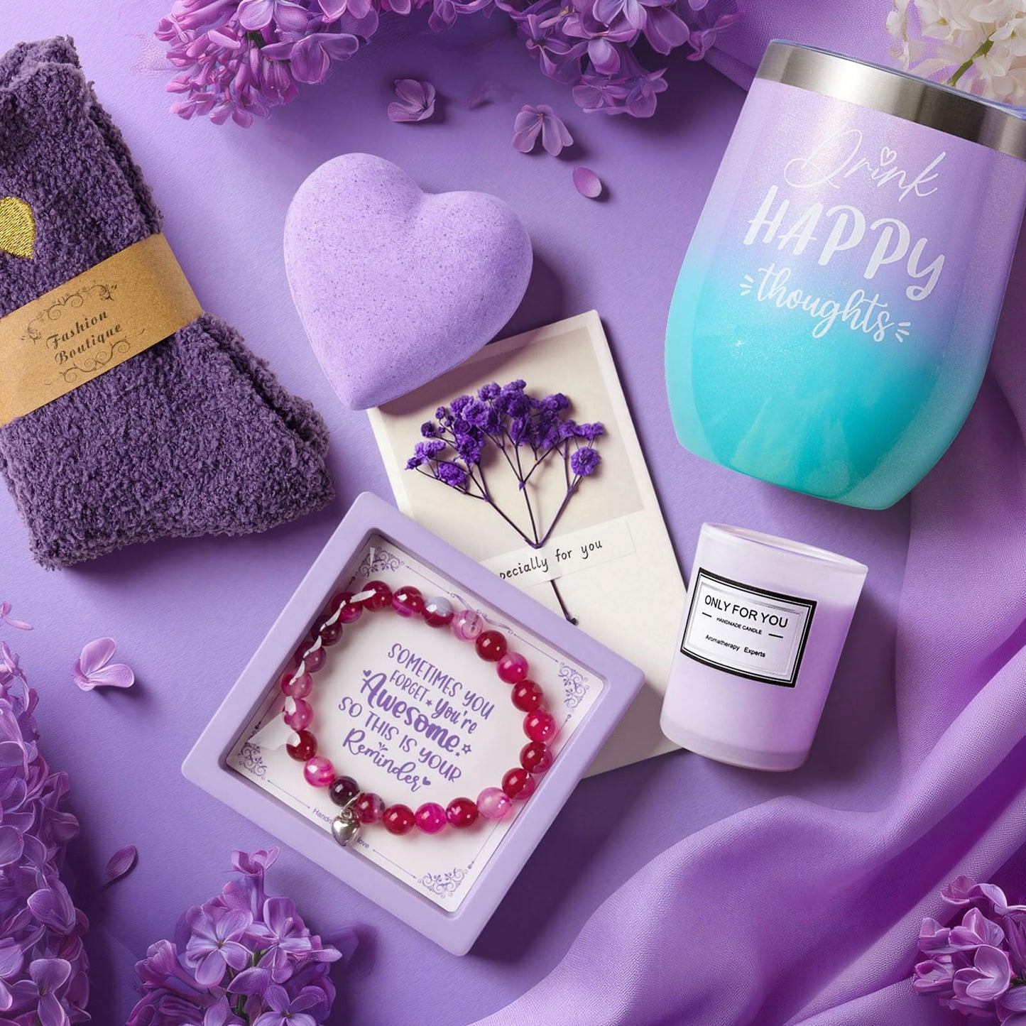 Mothers Day Gifts for Mom Wife Grandma Sister Daughter Friends, Unique Christmas Birthday Gifts for Women Mom Best Friend Her, Lavender Self Care Package Get Well Soon Gift, Spa Gift Baskets w/Blanket
