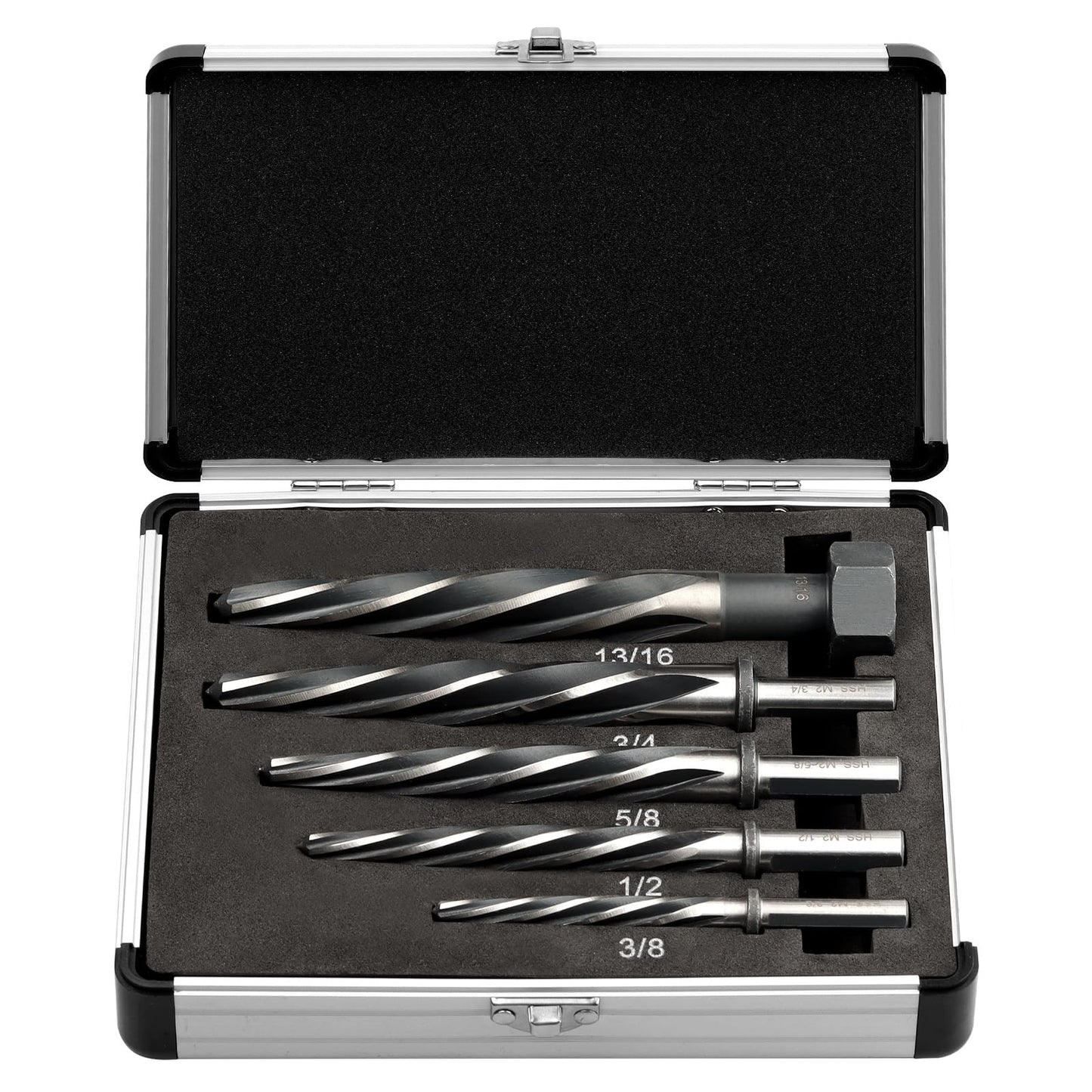 Rocaris 5 Pcs M2 HSS Taper Chucking Reamer Drill Bit, 3/8", 1/2", 5/8", 3/4", 13/16", Taper Reamer Drill Bit for Steel, Alloy, Aluminum, Wood, Plastic