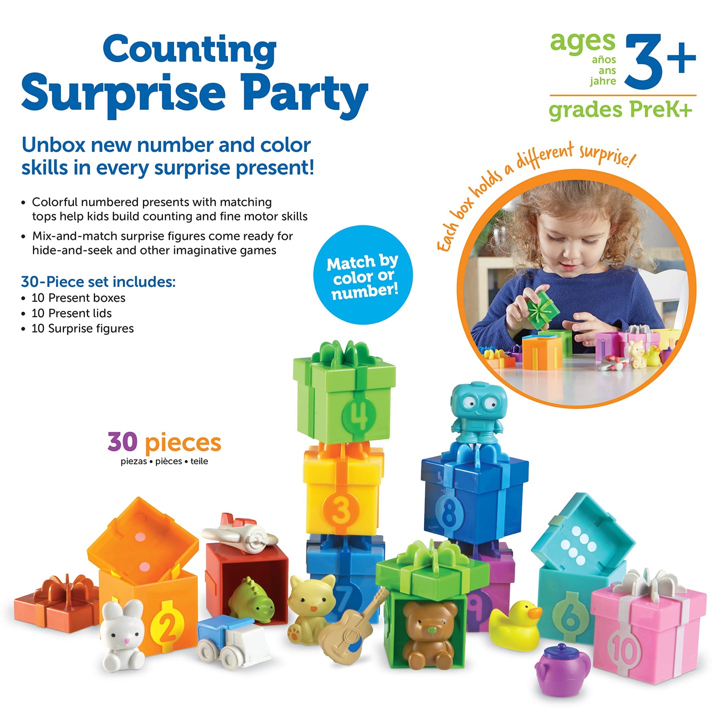 Learning Resources LER6803 Counting Surprise Party, Fine Motor, Counting & Sorting Toy, Ages 3+