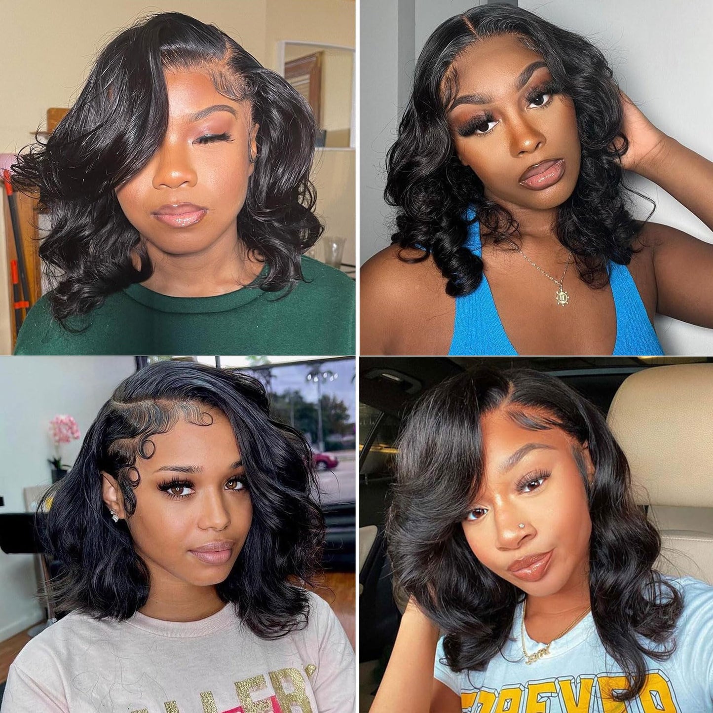 Jolanly 13x4 Lace Front Bob Wig Human Hair 10 Inch Body Wave Wavy Human Hair Wigs For Black Women 13x4 Transparent Lace Front Wigs Human Hair Short Bob Wig