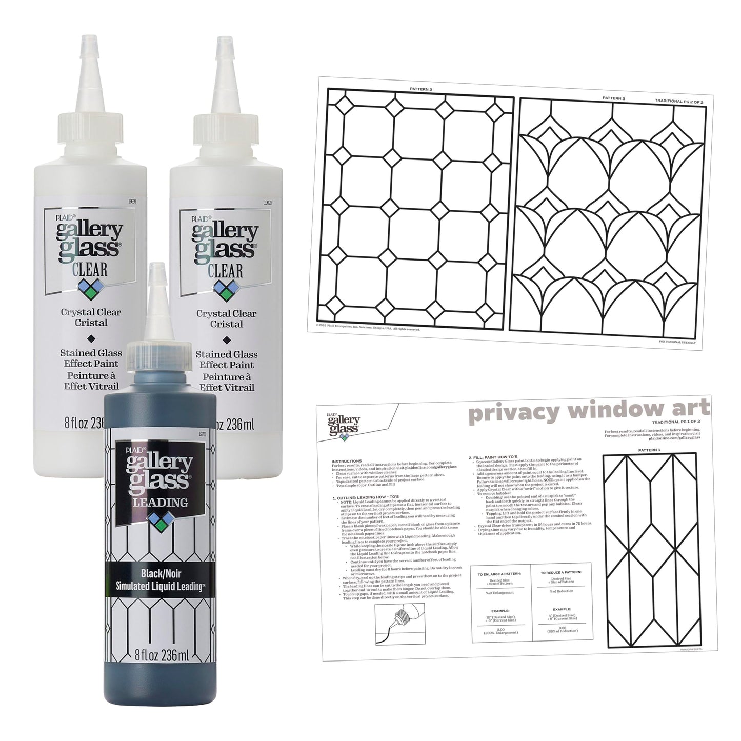 Gallery Glass Privacy Window PROMOGGPW22, Stained Glass Pattern Pack for DIY Arts and Crafts, Perfect for Beginners and Artists, 8 Ounces, 4 Piece