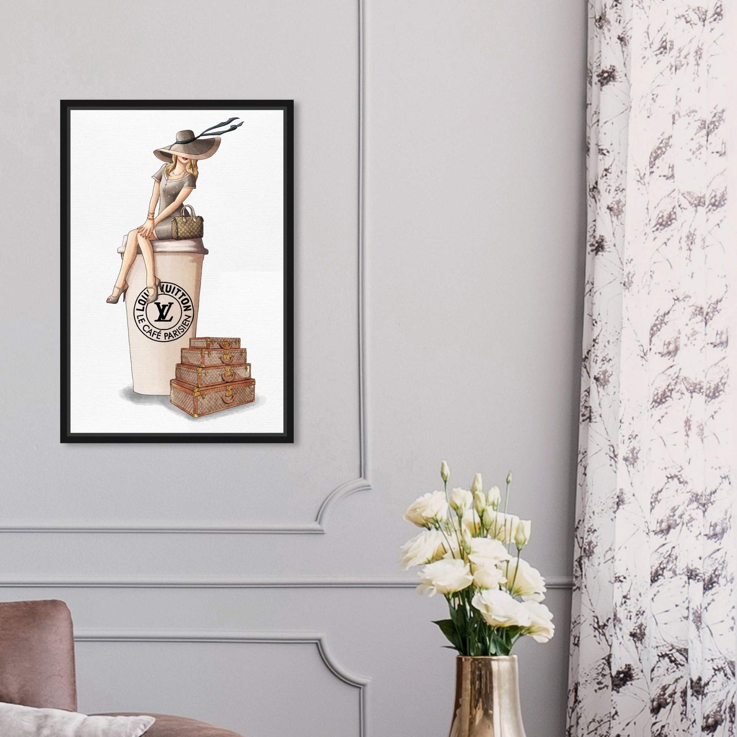 The Oliver Gal Artist Co. Fashion and Glam Framed Wall Art Canvas Prints 'Cafe au Lait Paris' Handbags Home Décor, 10 in x 15 in, Brown, Brown