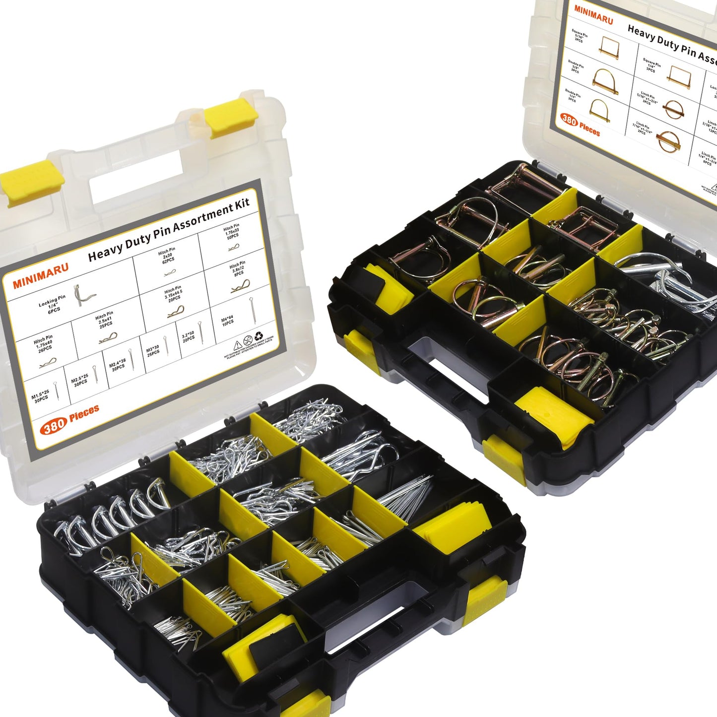 380 Pcs Heavy Duty Pin Kit, Hitch, R, Hair, Lynch, PTO Pins for Trucks, Trailers, Tractors, Mowers, Accessories, Farm, Lawn, Hitches, Garden