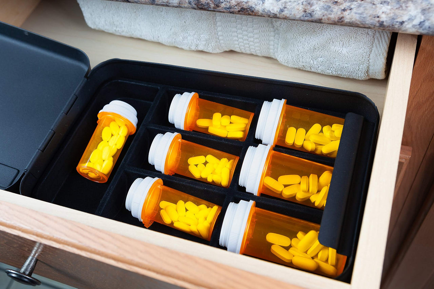 MEDICINE RX SAFE Medication Drawer Safe - Key Lock, Black (MDS-2K)