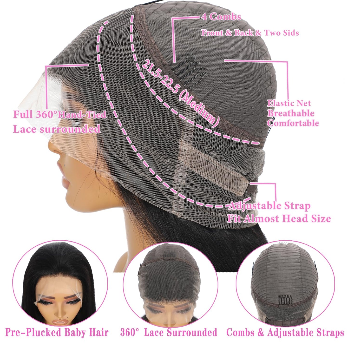 PXTPXT 360 Lace Front Wigs Human Hair Pre Plucked Deep Wave Lace Front Wigs Human Hair Wigs for Black Women with Baby Hair Natural Hairline Deep Culy 360 Full Lace Human Hair Wigs 22 Inch