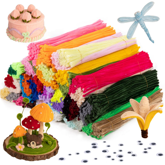 Caydo Pipe Cleaners Coloreful Chenille Stems for Art and Crafts, Children’s Craft Supplies (6 mm x 12 inch) (2600)