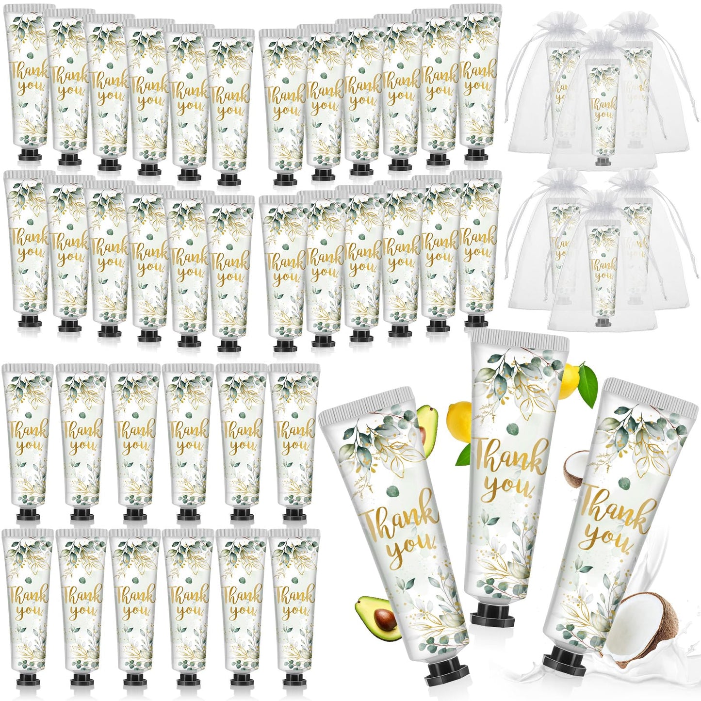 Swiffen 48 Sets Baby Shower Hand Cream Bulk Baby Shower Favors Bridal Shower Hand Cream Thank You Hand Cream for Guests Travel Size Hand Lotion with Organza Bags(Guests)