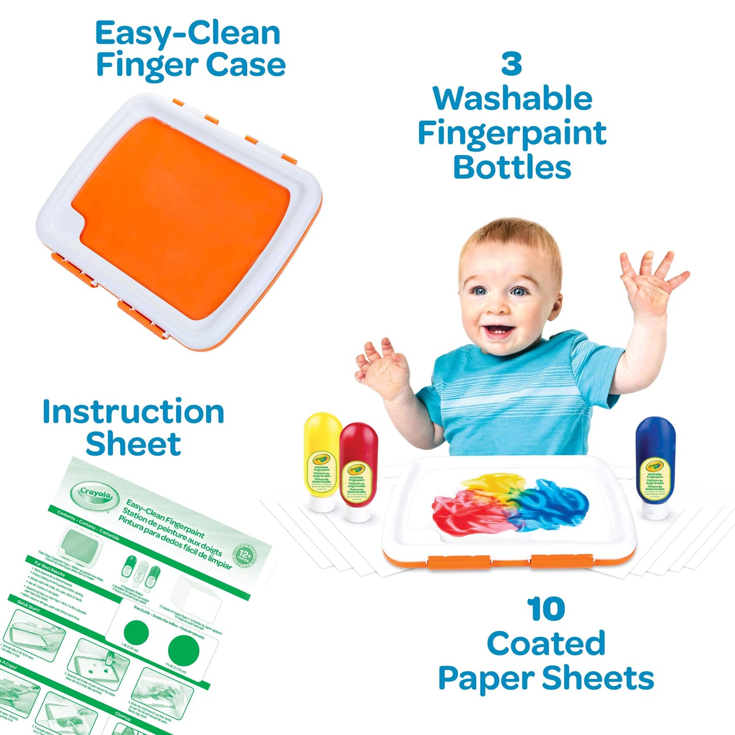 Crayola Washable Finger Paint Station, Less Mess Finger Paints for Toddlers, Kids Gift