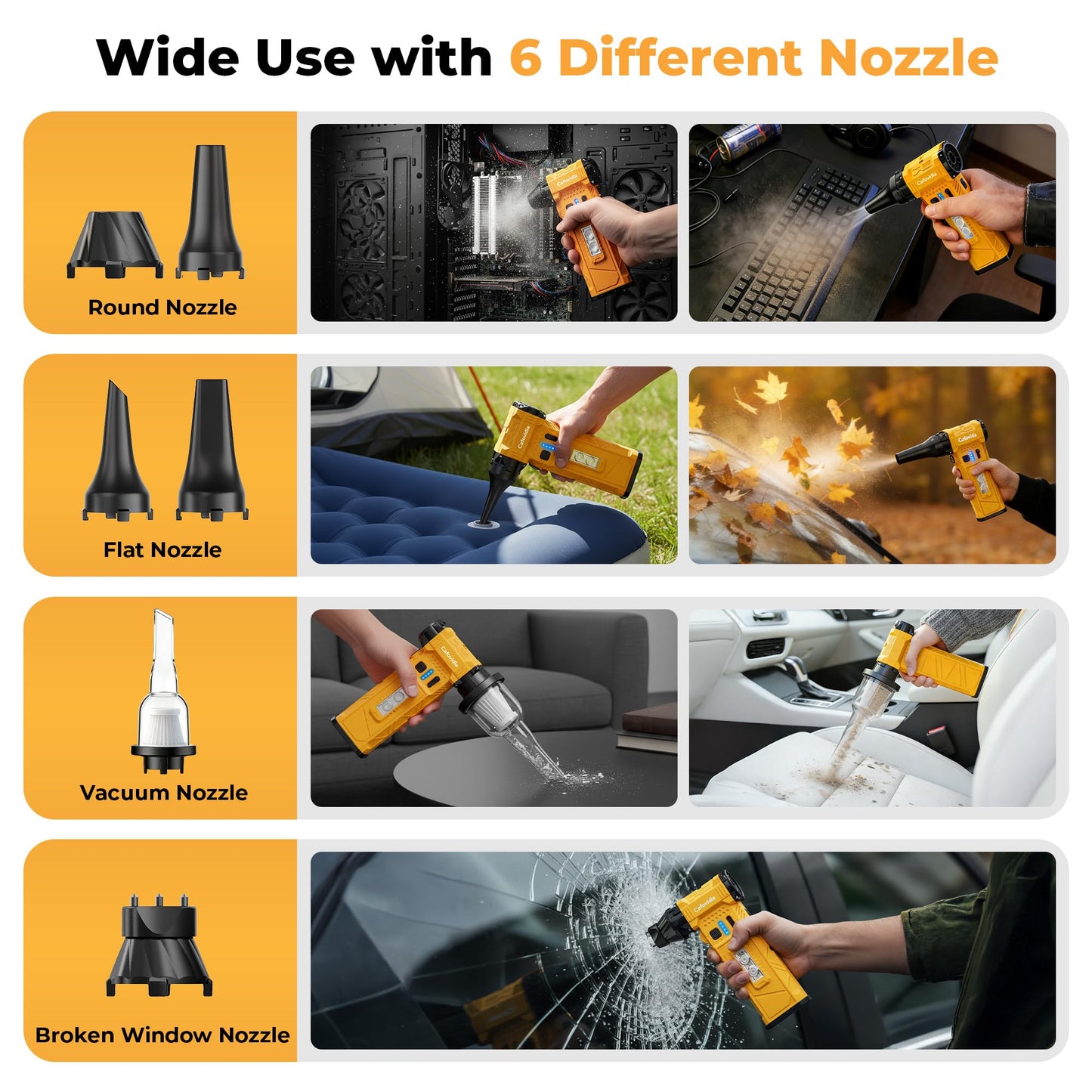 Electric Air Duster, 180000RPM Brushless Motor, Rechargeable Compressed Air Duster with 8000mAh Battery, Stepless Speed Control, 7-Mode Light Mini Blower for PC, Car, Home, Outdoor