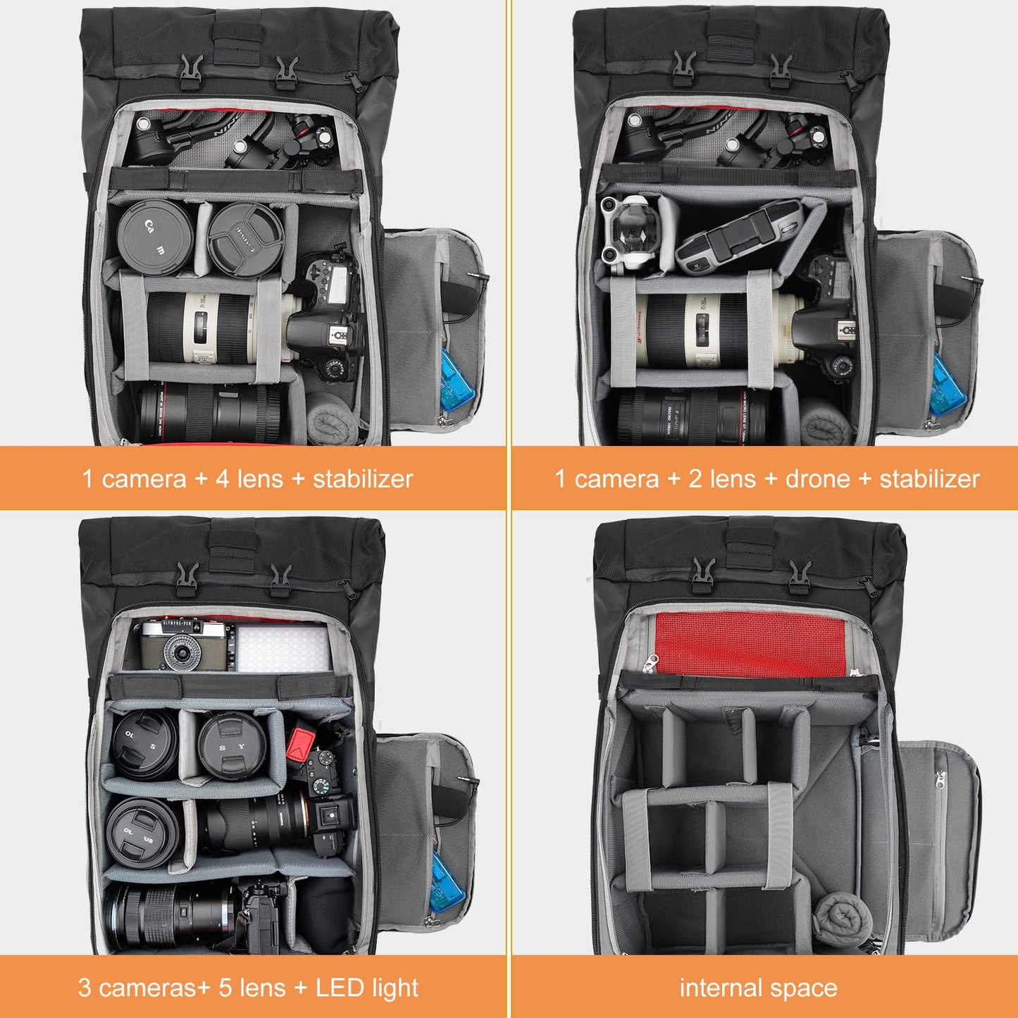 Besnfoto Camera Backpack Waterproof Camera Bag for Photographer DSLR SLR Mirrorless with Laptop Compartment and Rain Cover