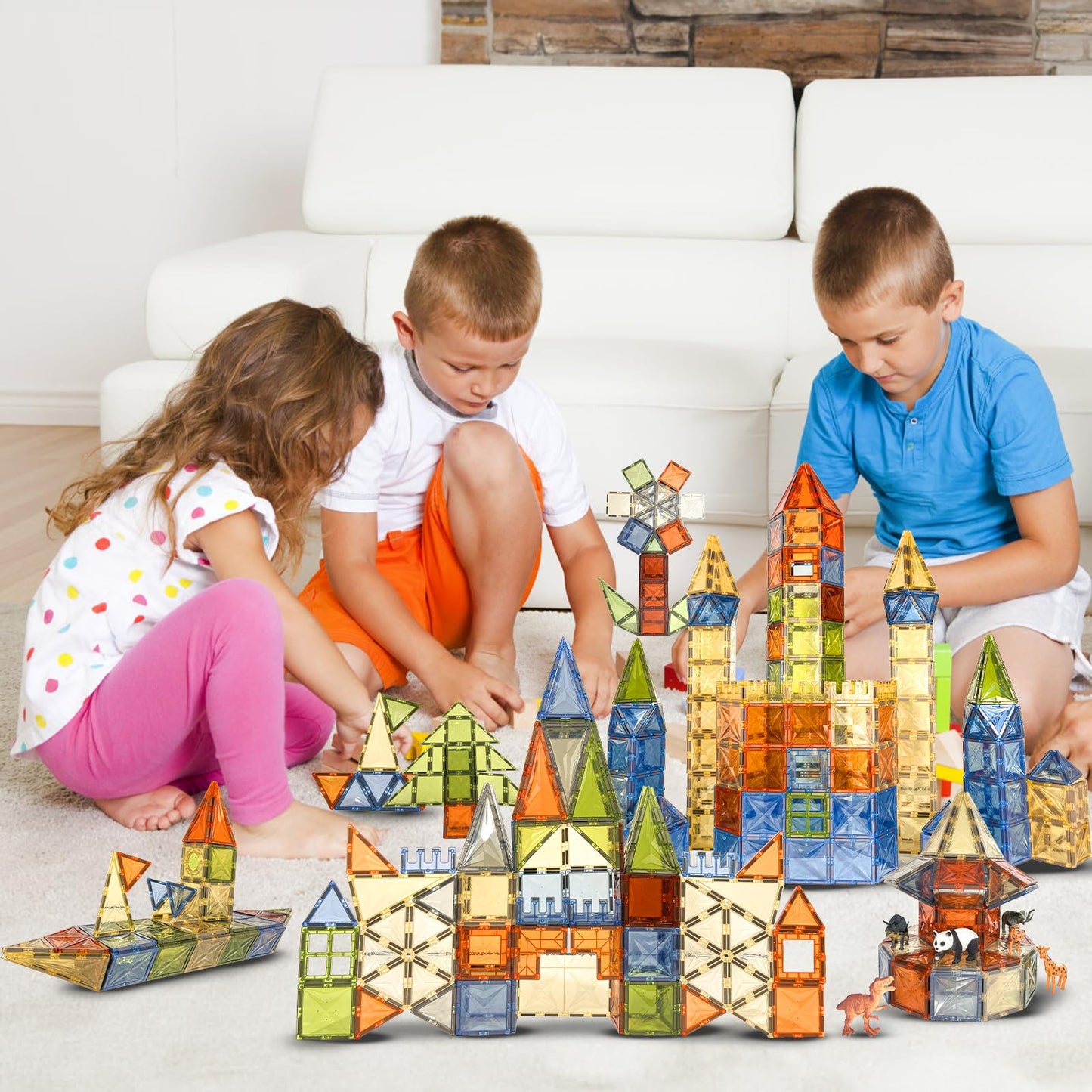 120 PCS Magnet Tiles, Brown Magnetic Blocks Building Set for Kids Age 3-5 4-8, STEM Magnet Toys 3D Kids Magnets Preschool Educational Learning Toys for Boys and Girls Ages 3 4 5 6 7 8+ Years Old
