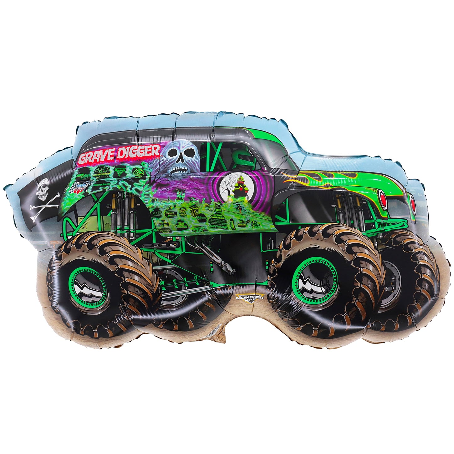 Toyland® Pack Of 4 Monster Jam Truck Foil Balloons - Grave Digger, El Toro Loco, Max D & Megalodon Shaped Character Balloons