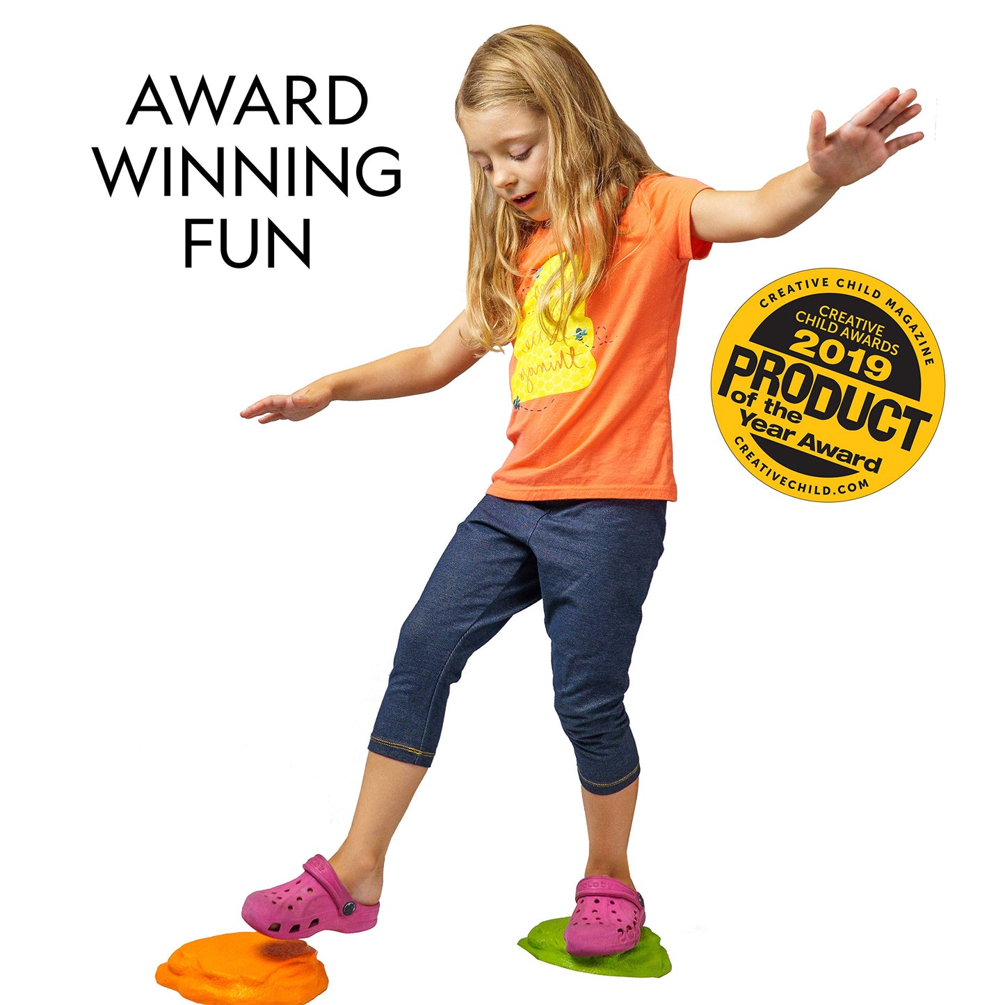 NATIONAL GEOGRAPHIC Stepping Stones for Kids 10 Durable Stones Encourage Toddler Balance & Gross Motor Skills, Indoor & Outdoor Toys, Toddler Stepping Stones, Balance Stones, Kids Obstacle Course