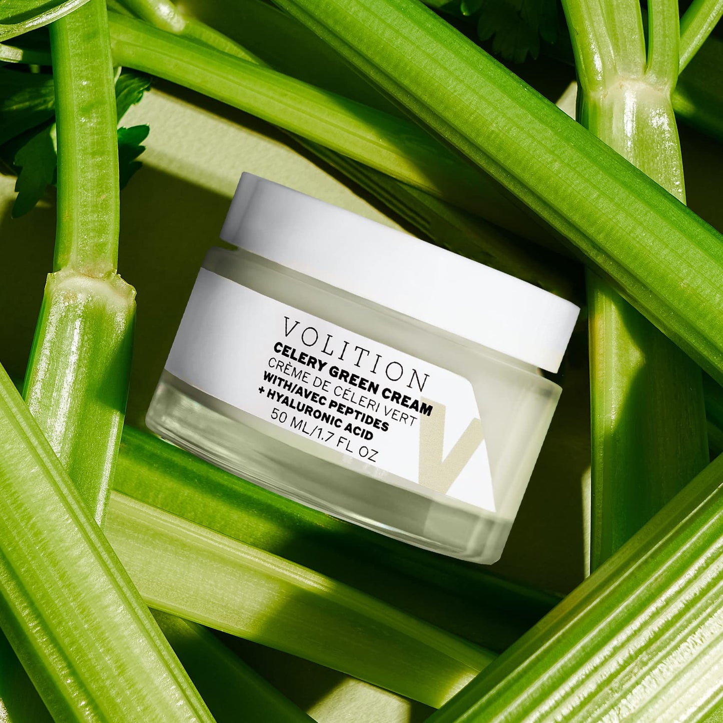 Volition Beauty Celery Green Cream with Peptides + Hyaluronic Acid | Lightweight Oil-Free Facial Moisturizer | Minimizes Pores, Improves Firmness & Visibly Reduces Lines & Wrinkles