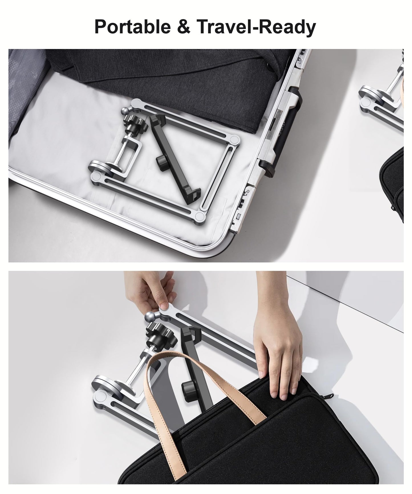 YICOSUN Tablet Arm Mount with Super Grip, Adjustable Foldable Holder & Heavy Duty Aluminum 360° Rotating Clamp for iPad, Phone, Monitor, Kindle - Universal for Desk, Bed, Kitchen - Silver