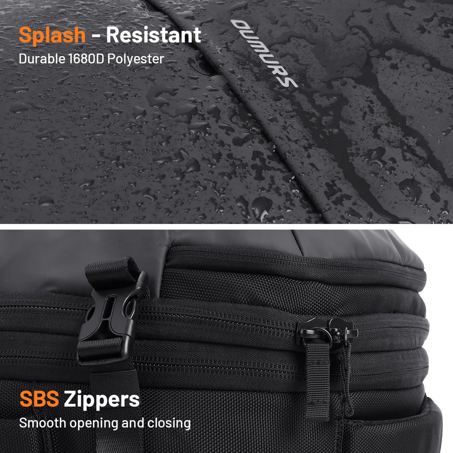 Oumurs Laptop Backpack for Long Travel with 30-40L Expandable Large Capacity Water-resistant Gray 1680D Oxford Fabric Lamination Fabric