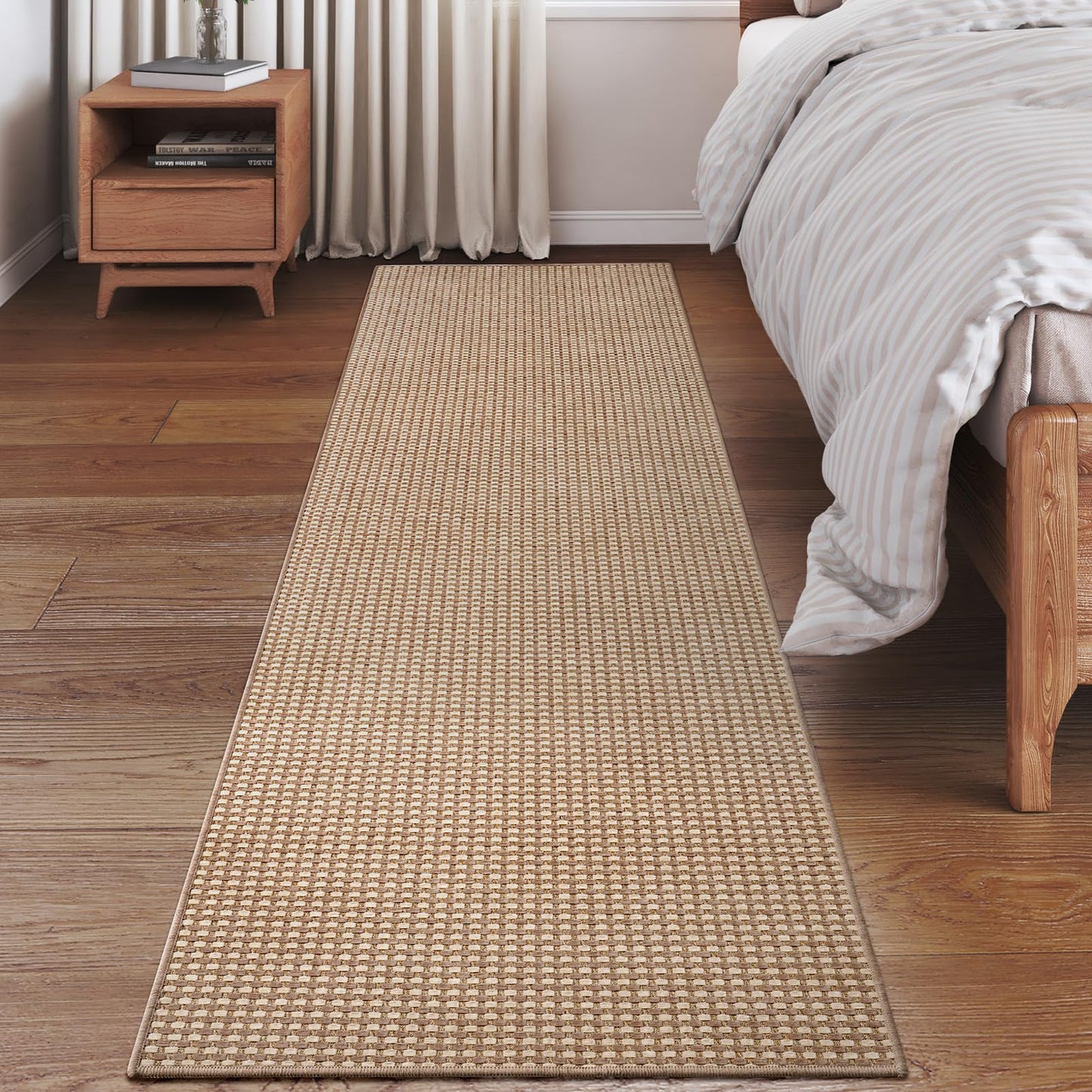 YDKGL 2x6 ft Boho Kitchen Runner Rugs Mat Non Slip Woven Runners for Hallways Washable, Soft Long Entryway Laundry Hall Floor Runner Carpet for Indoor Backdoor Bedroom Kitchen Living Room, Brown