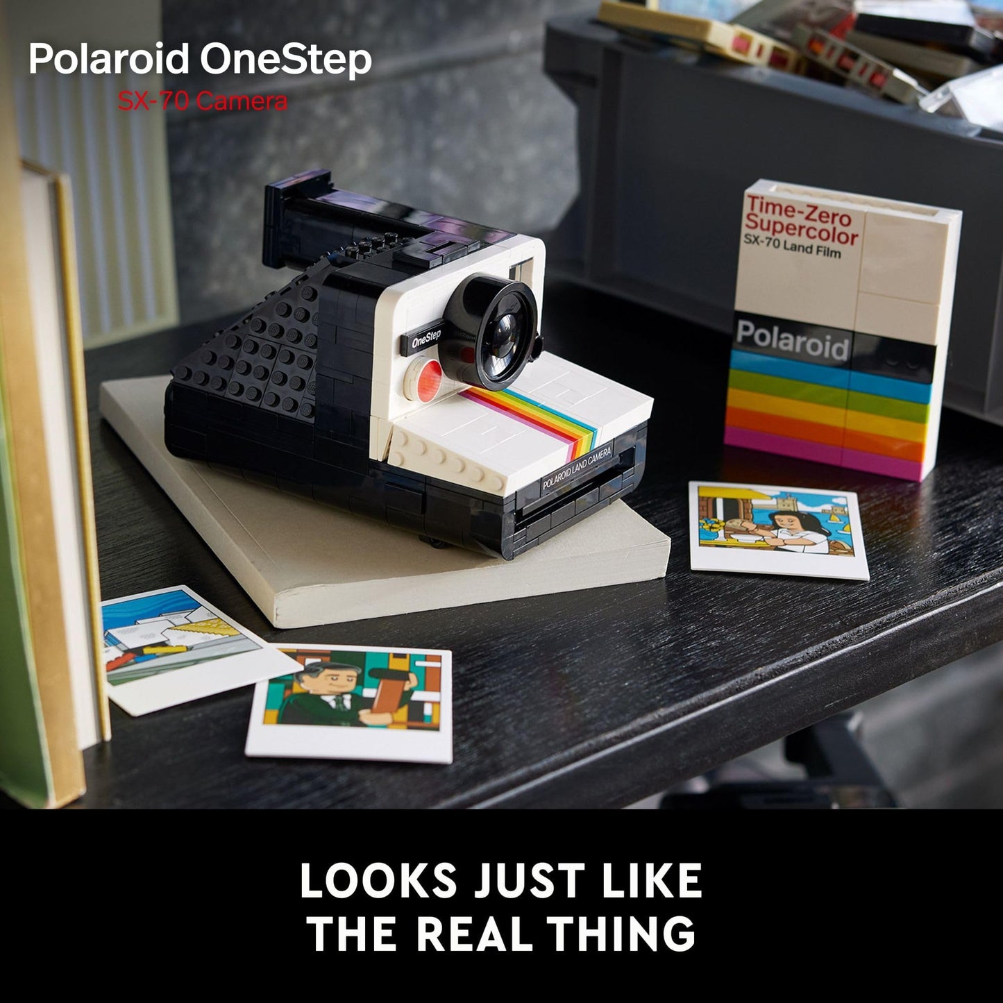 LEGO Ideas Polaroid OneStep SX-70 Building Set for Adults - Vintage Polaroid Model DIY Craft Kit, Ages 18+ - Gift for Birthdays - 21345